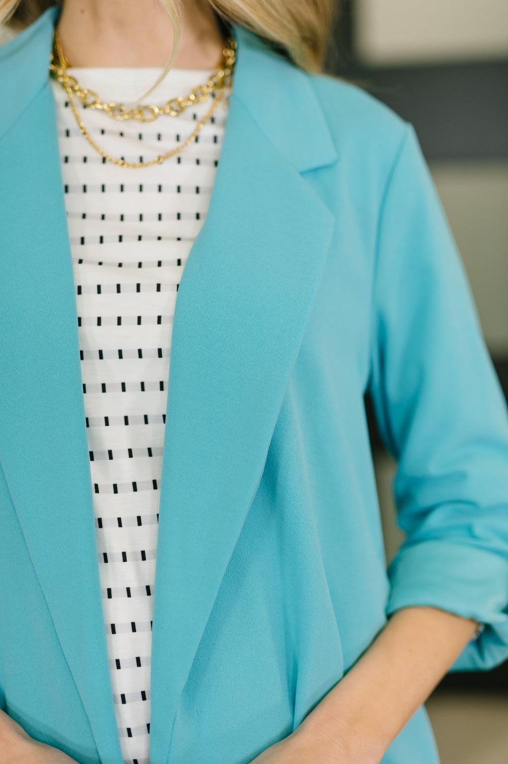 The Power Move Blazer- Aqua
