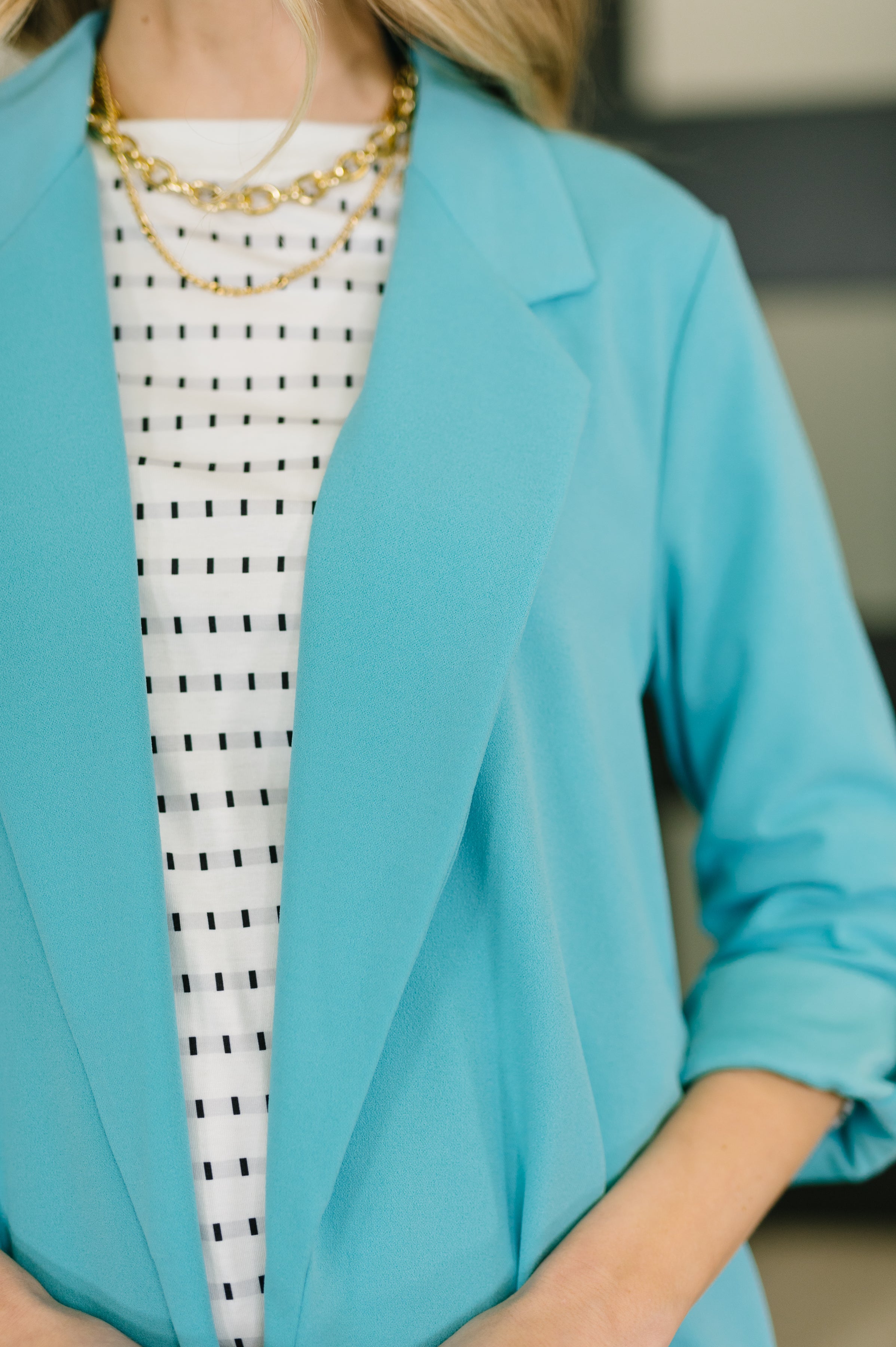 The Power Move Blazer- Aqua