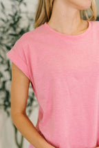 The Anything But Basic Tee- Heather Pink