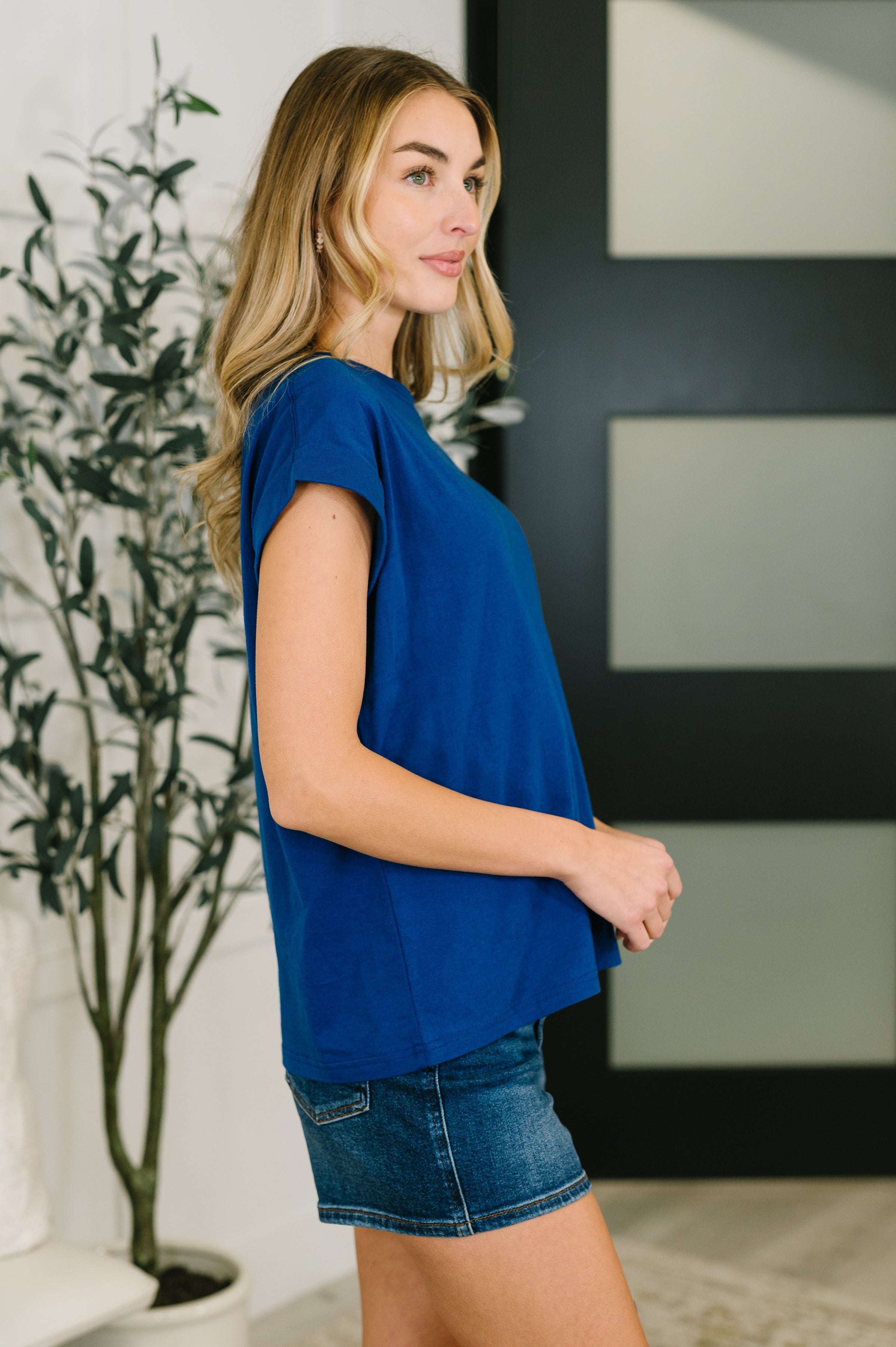 The Anything But Basic Tee- Light Navy