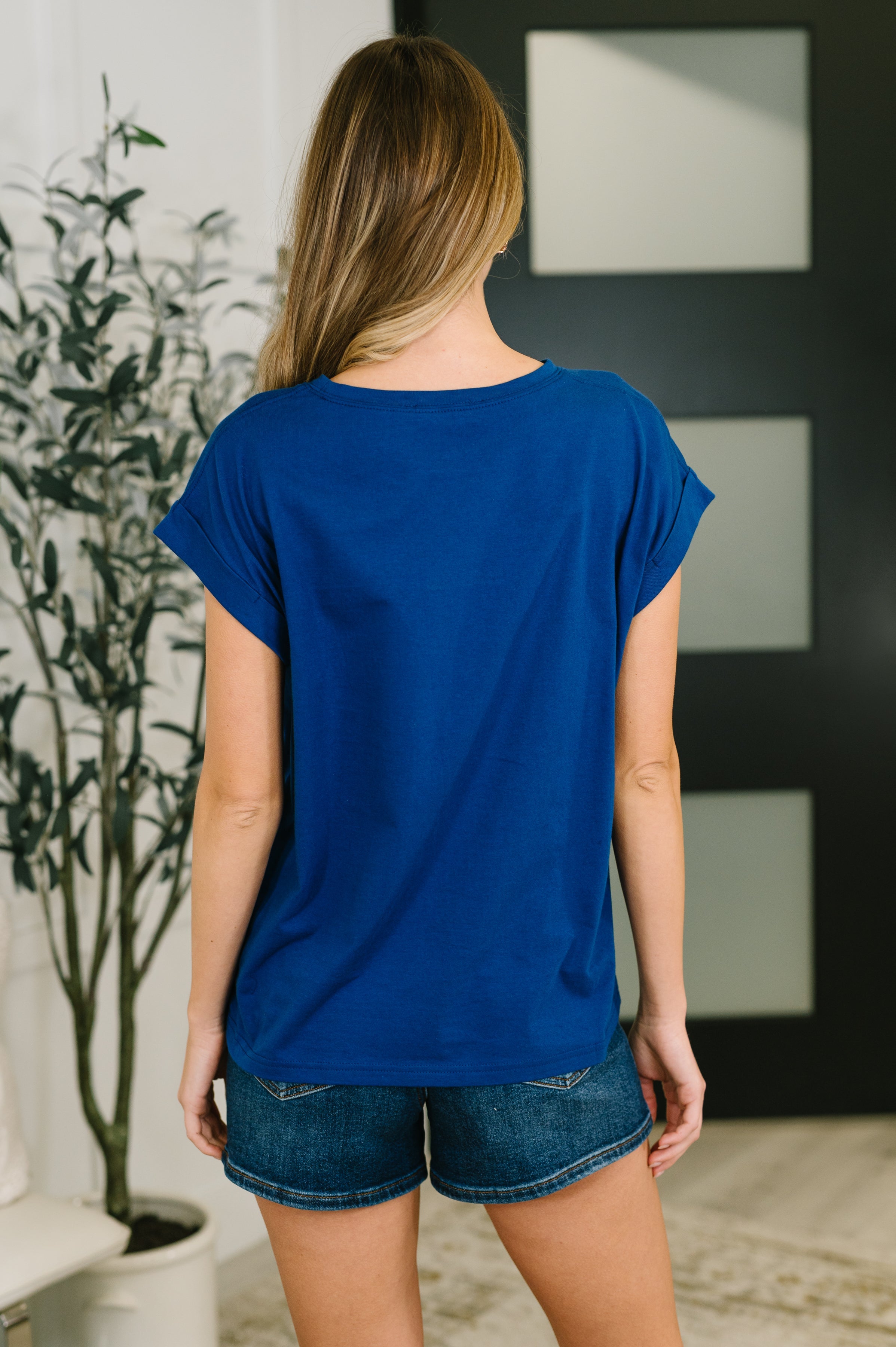 The Anything But Basic Tee- Light Navy