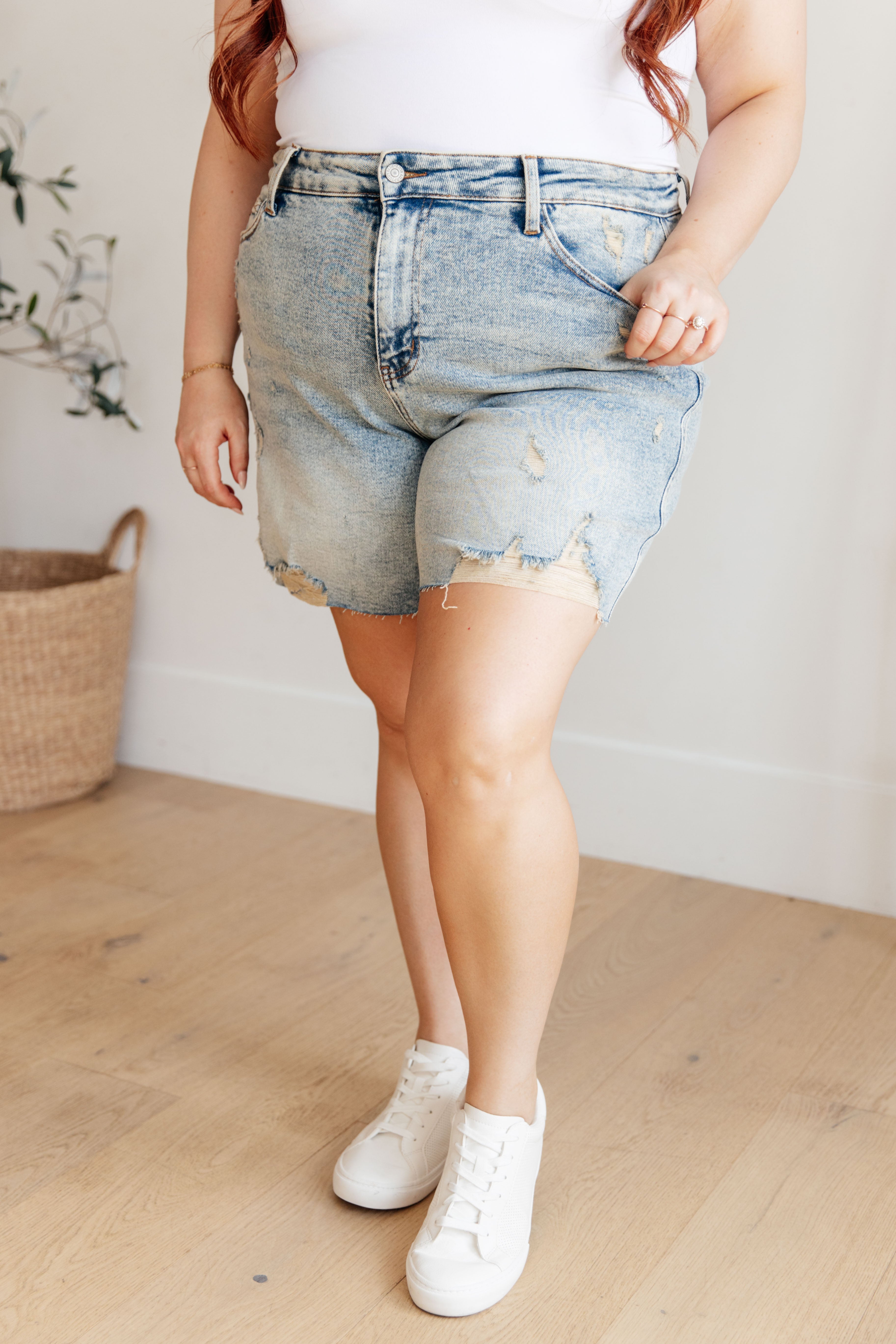 The Mineral Wash Distressed Judy Blue Boyfriend Shorts