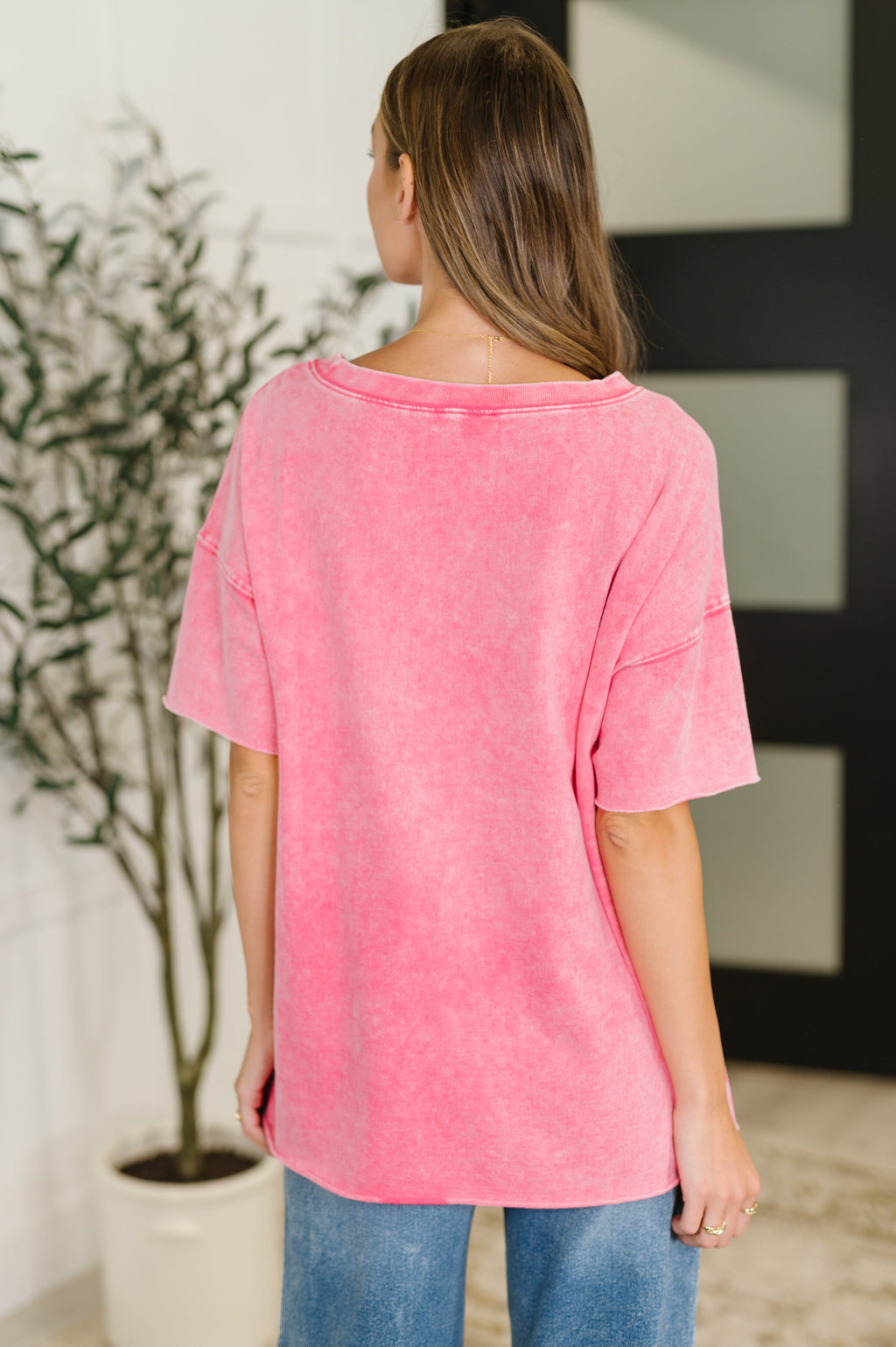 The Just My Type Mineral Wash Relaxed Top- Fuchsia