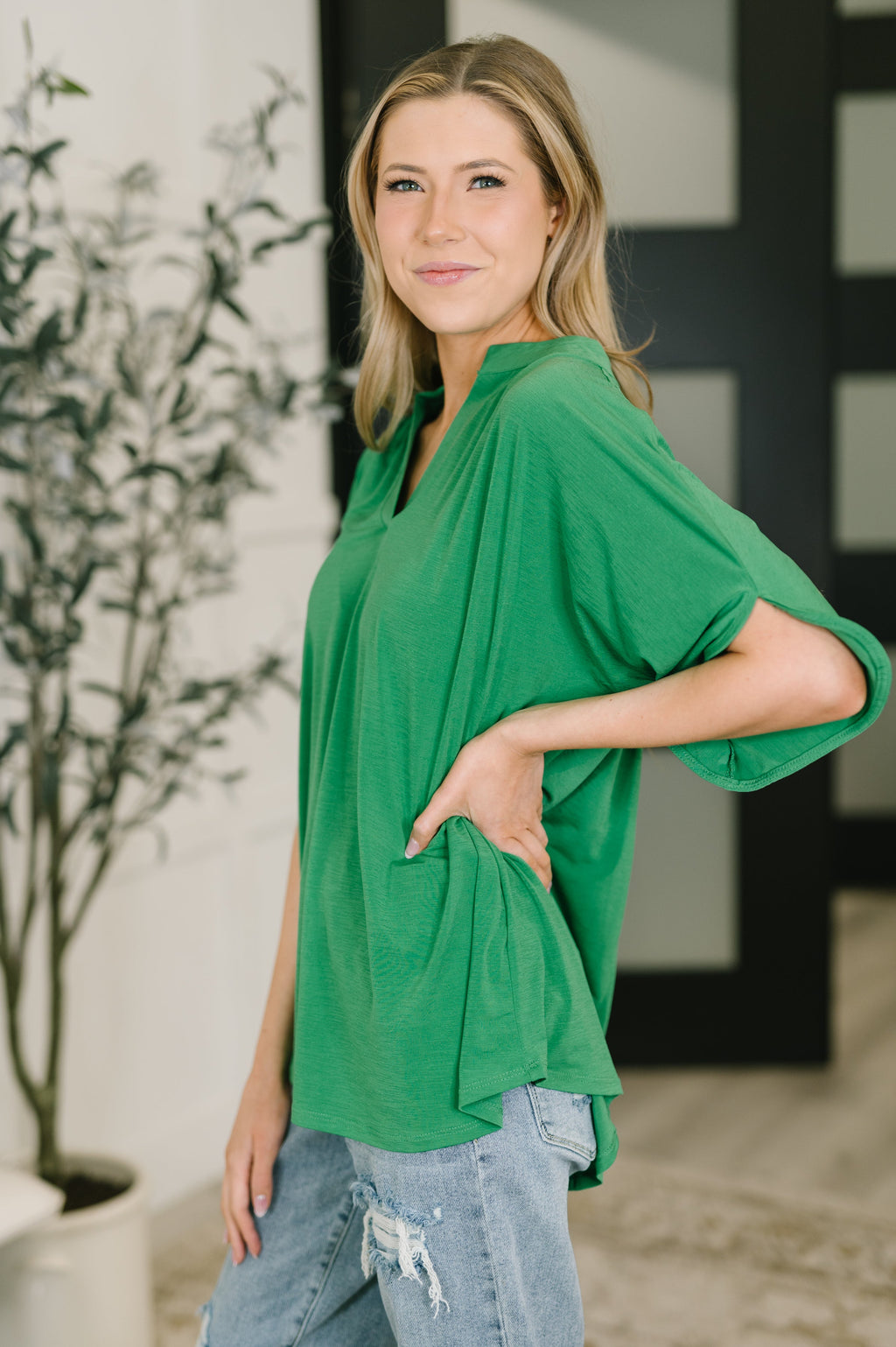 The Flowy Muse Top- Kelly Green
