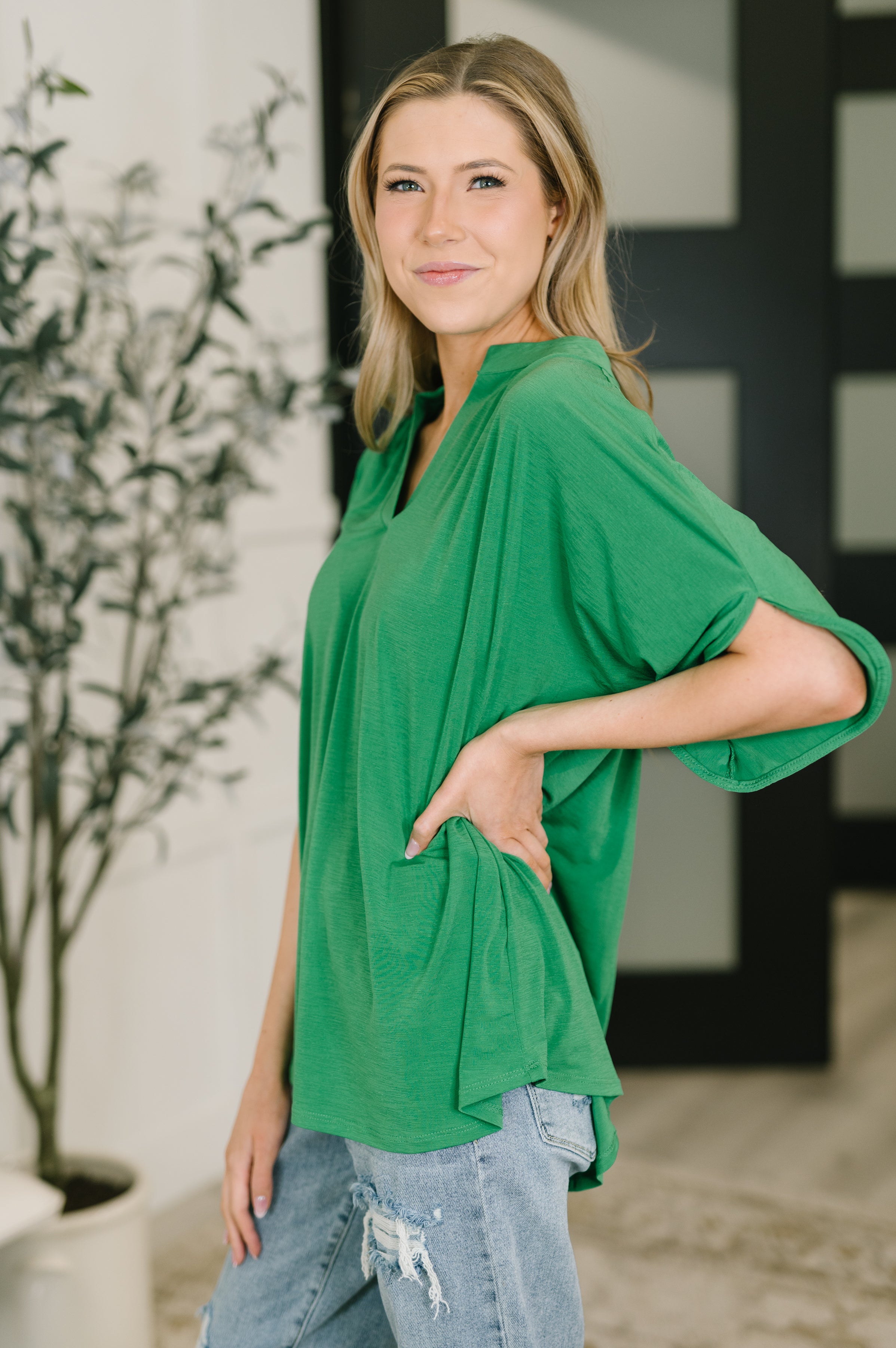 The Flowy Muse Top- Kelly Green