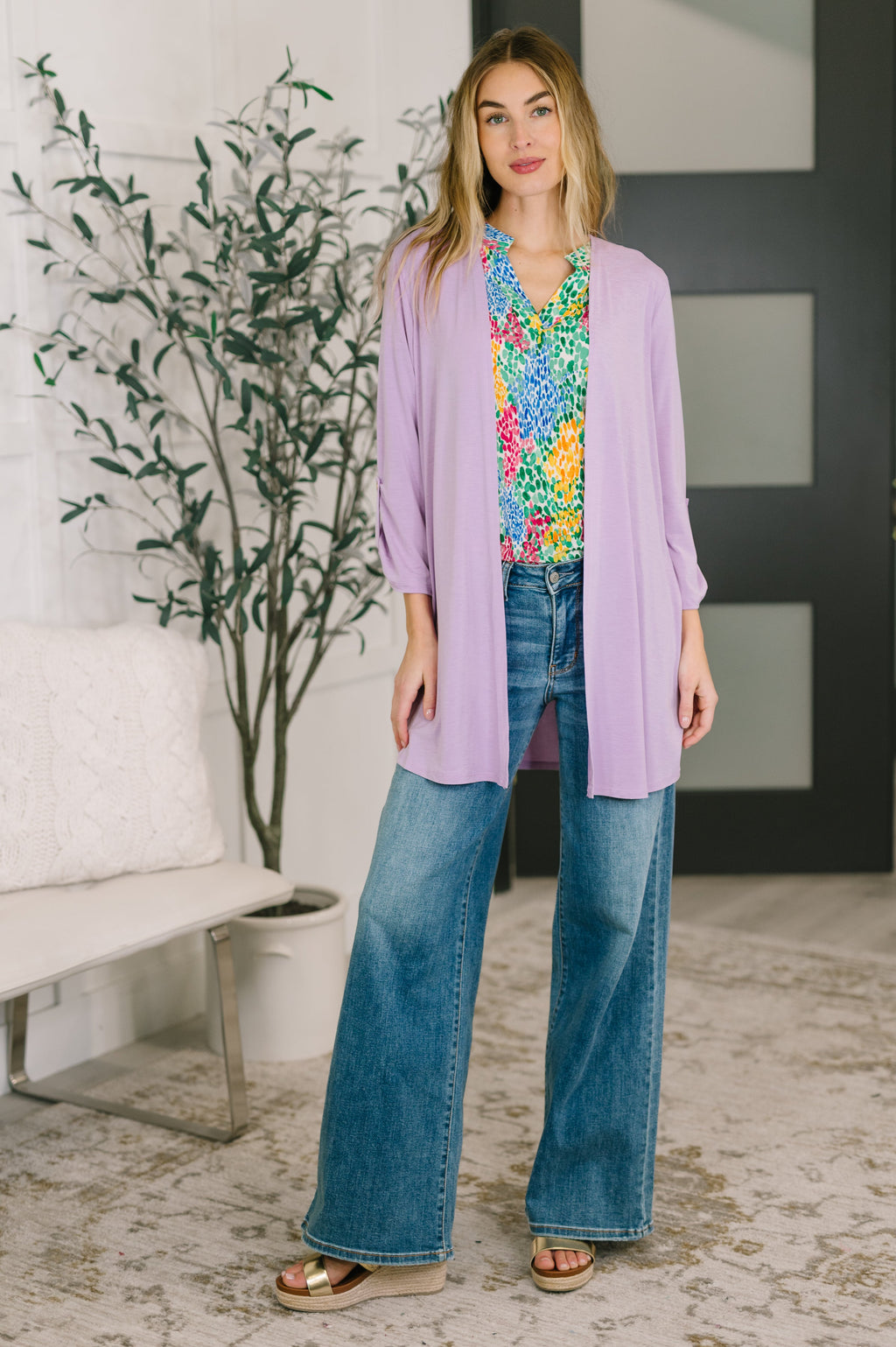 The Sleek & Chic Cardigan- Orchid Bloom