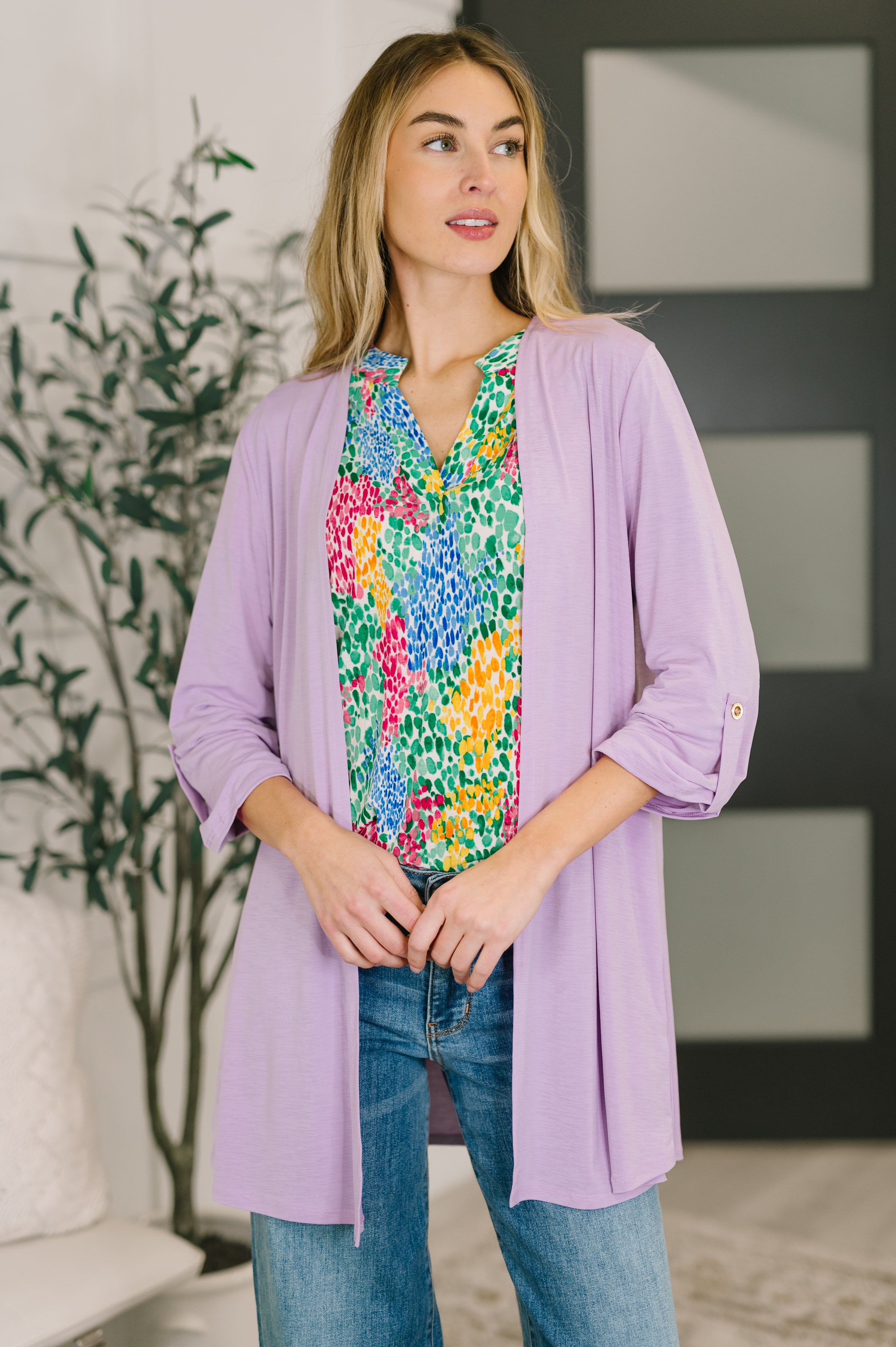 The Sleek & Chic Cardigan- Orchid Bloom