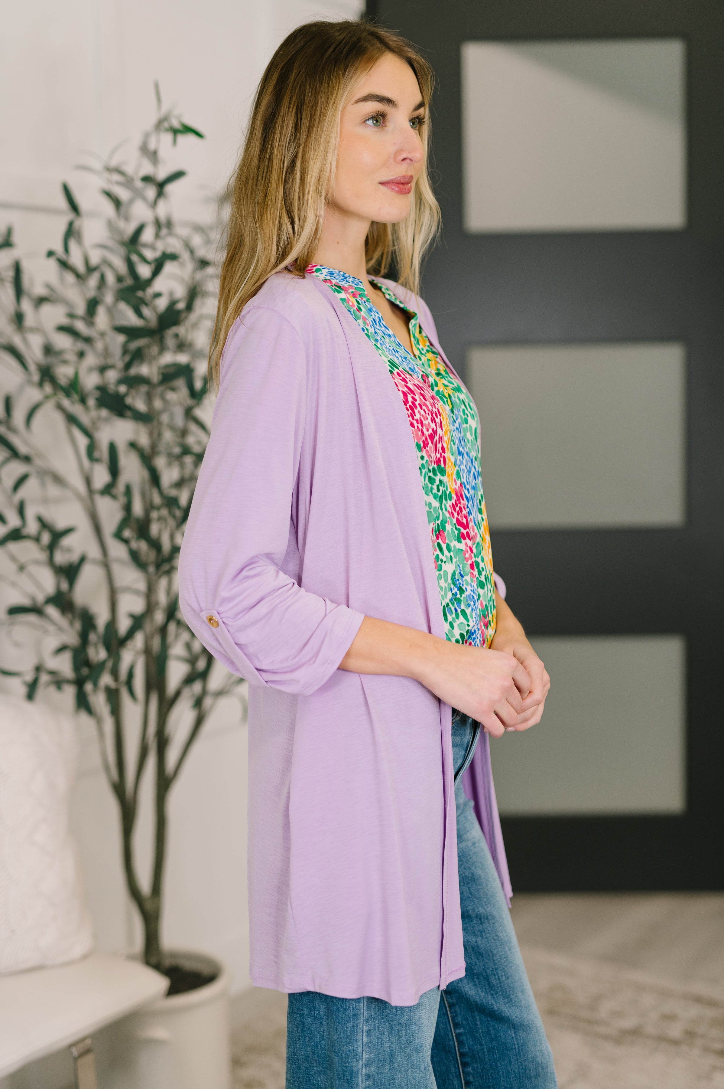 The Sleek & Chic Cardigan- Orchid Bloom