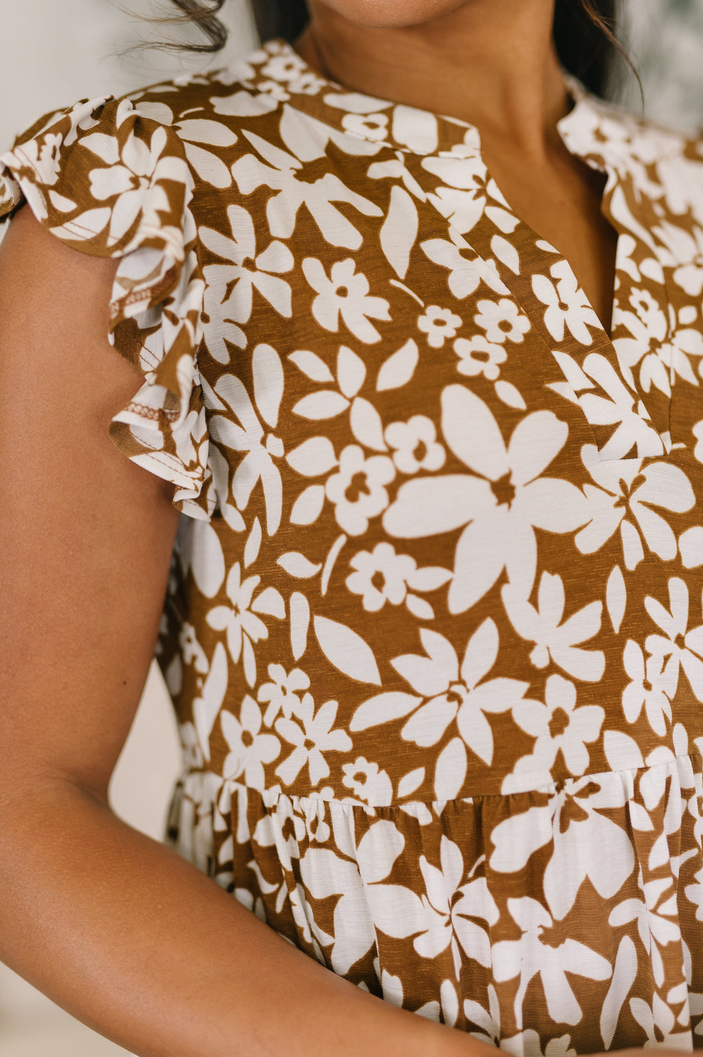 The Everyday Icon Dress- Mocha and White Floral