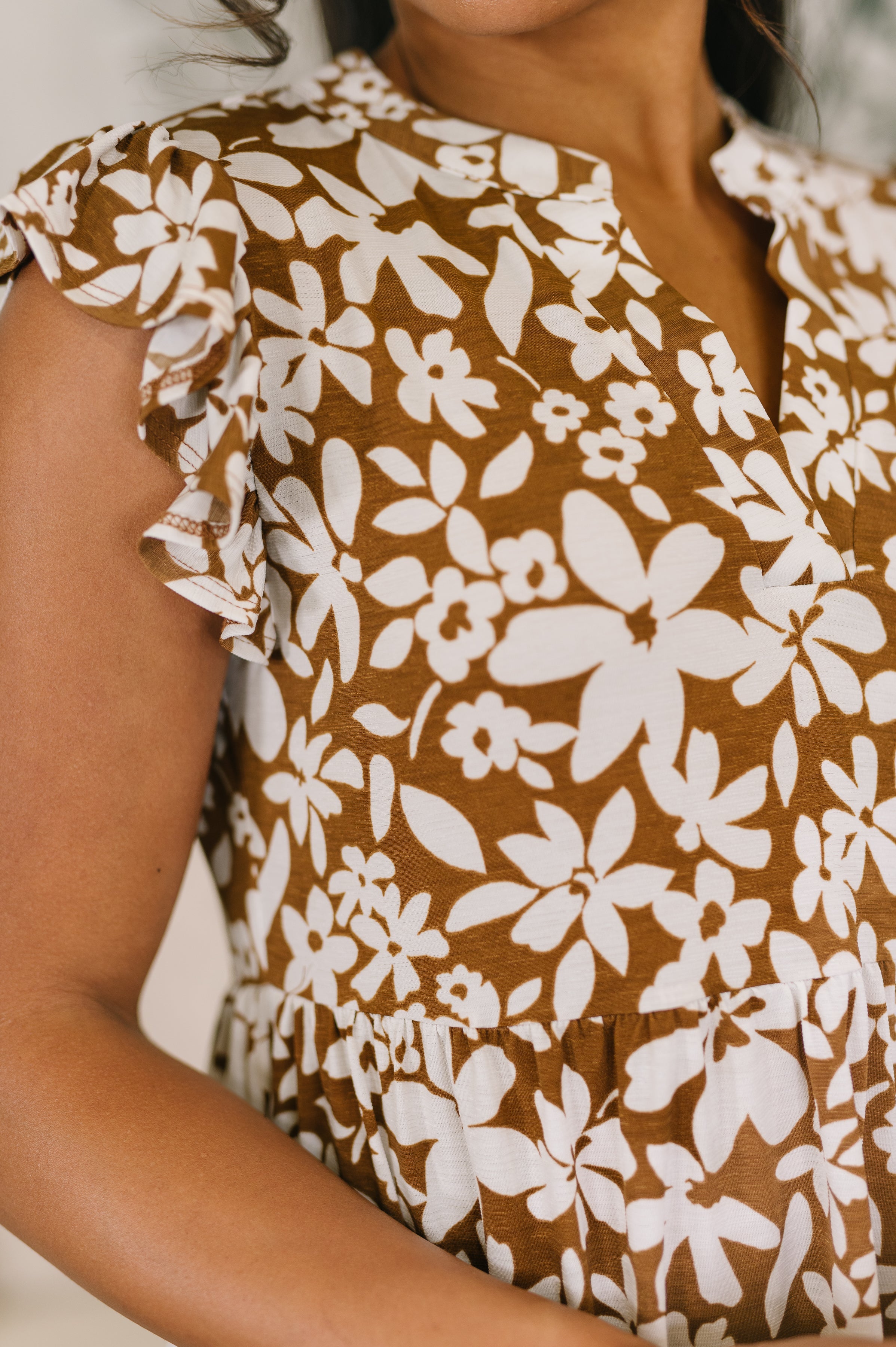 The Everyday Icon Dress- Mocha and White Floral