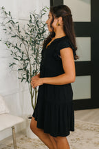 Forever Flutter Sleeve Dress- Black