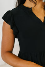 Forever Flutter Sleeve Dress- Black