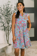The Everyday Icon Dress- Blue and Pink Paisley Floral