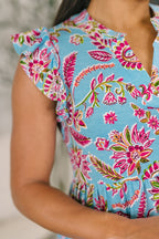 The Everyday Icon Dress- Blue and Pink Paisley Floral