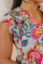 The Everyday Icon Dress- White Multi Floral Paisley