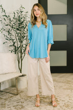 The Lizzy Smock Top- Coastal Blue