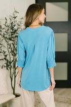 The Lizzy Smock Top- Coastal Blue