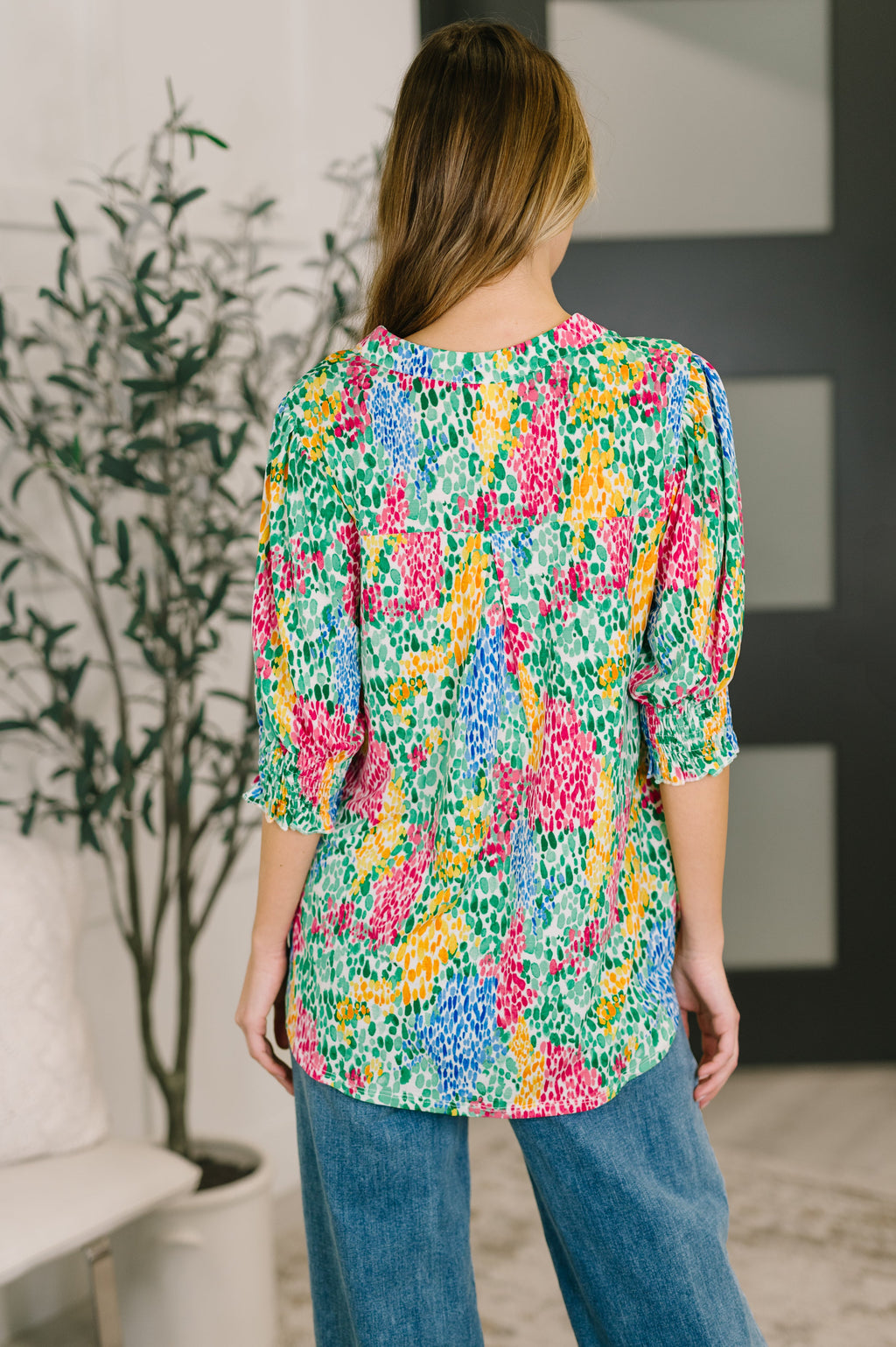 The Flatter Me Fabulous Top - Light Multi Painted