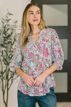 The Flatter Me Fabulous Top - Mint and Pink Floral Paisley