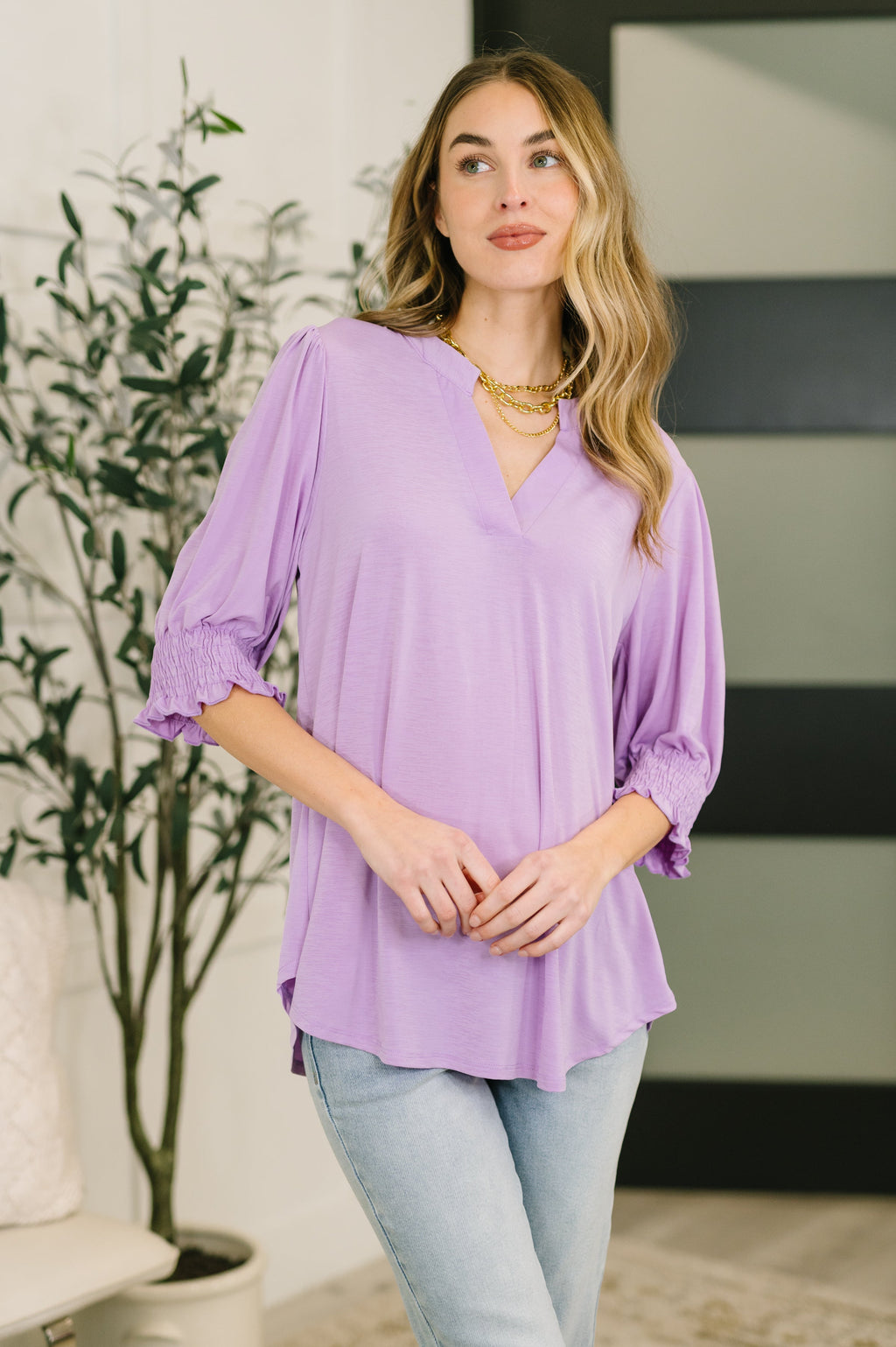The Lizzy Smock Top- Orchid Bloom