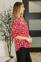 The Flatter Me Fabulous Top - Red and Pink Floral