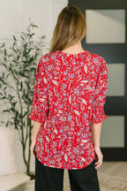 The Flatter Me Fabulous Top - Red and Pink Floral