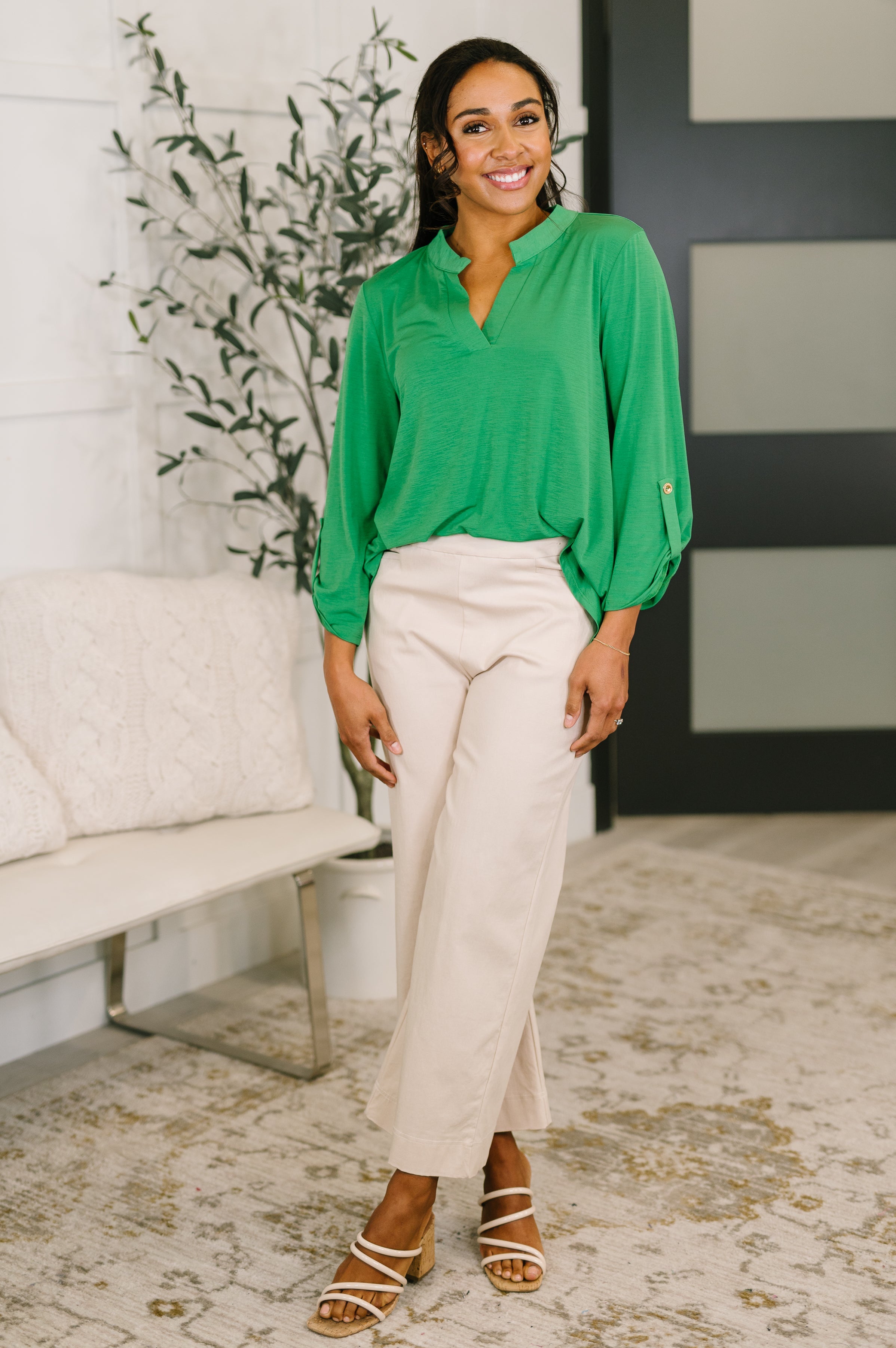 The Flatter Me Fabulous Top-  Green