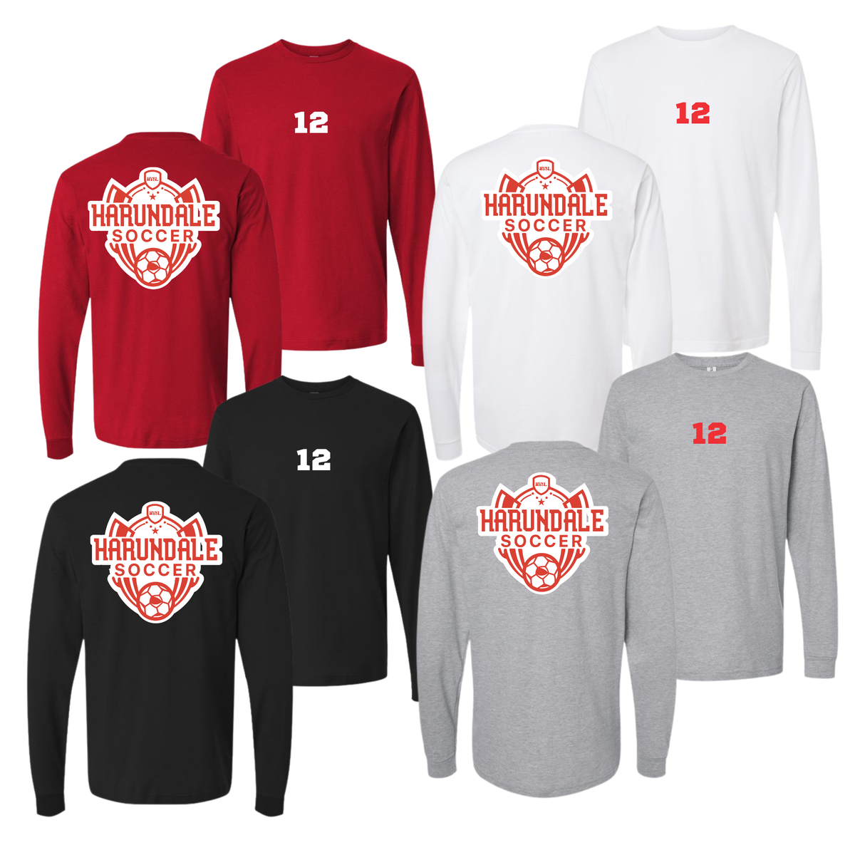 Harundale Soccer w/ Small Number Long Sleeve Tee