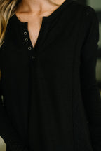 The Lace & Ease Knit Top- Black