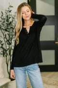 The Lace & Ease Knit Top- Black