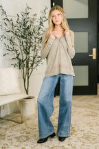 The Lace & Ease Knit Top- Taupe