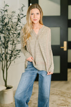 The Lace & Ease Knit Top- Taupe