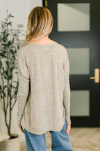The Lace & Ease Knit Top- Taupe