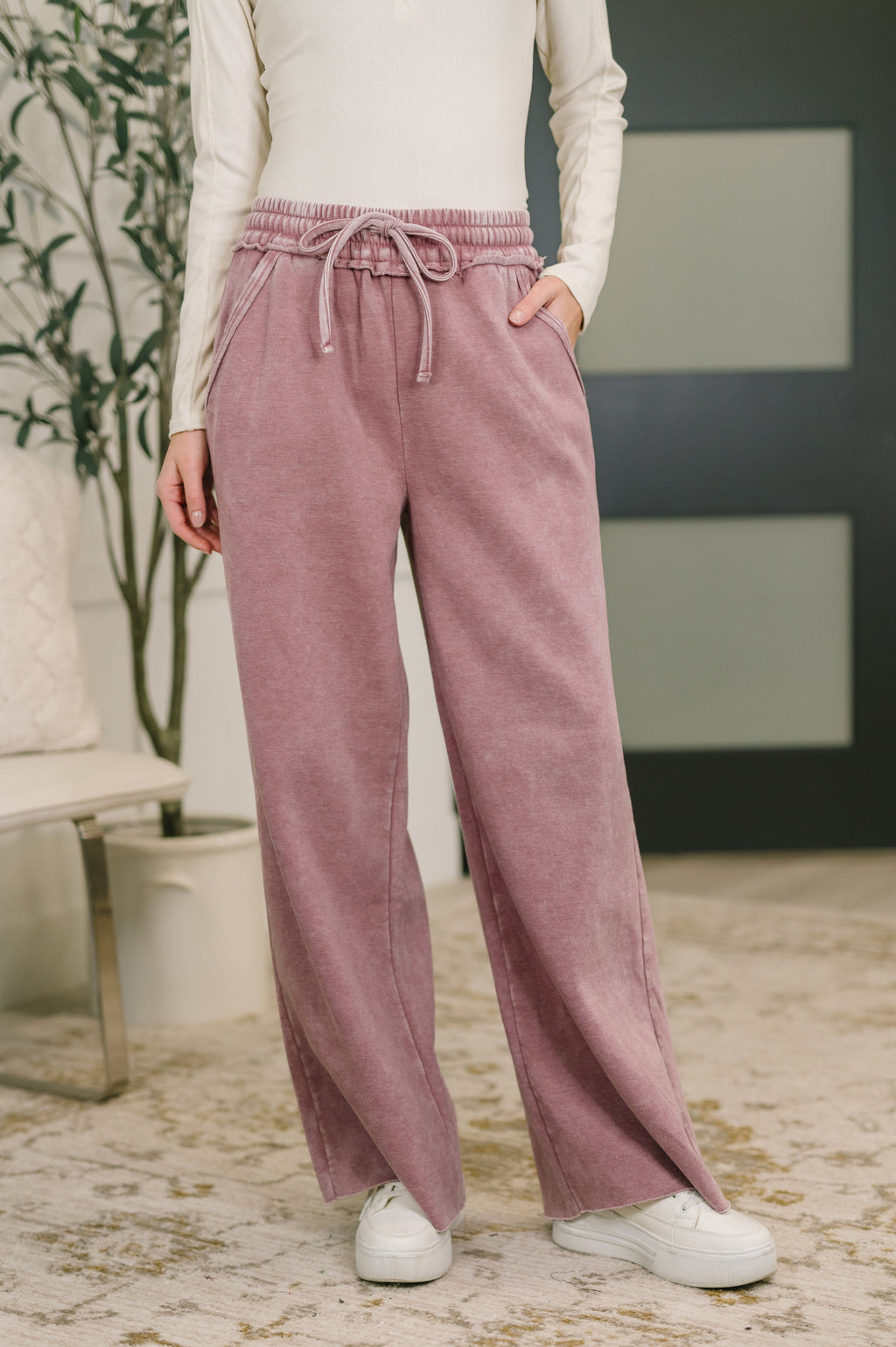 The Dreamy Days Wide Leg Pants- Light Rose