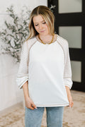 The Preoccupied Striped Sleeve Top- Tan