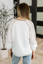 The Preoccupied Striped Sleeve Top- Tan