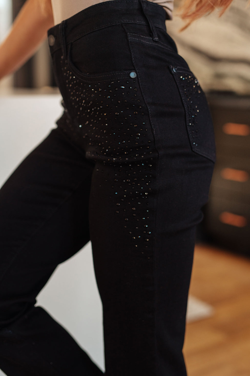 Judy Blue Rhinestone Slim Fit Jeans- Black