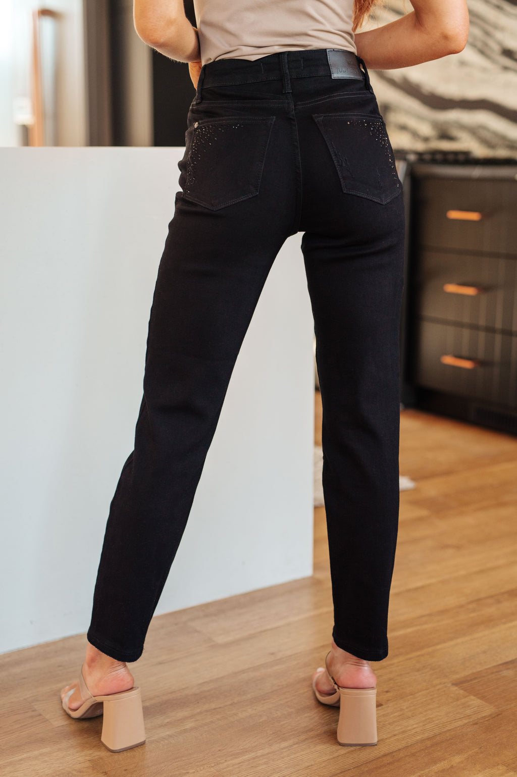 Judy Blue Rhinestone Slim Fit Jeans- Black