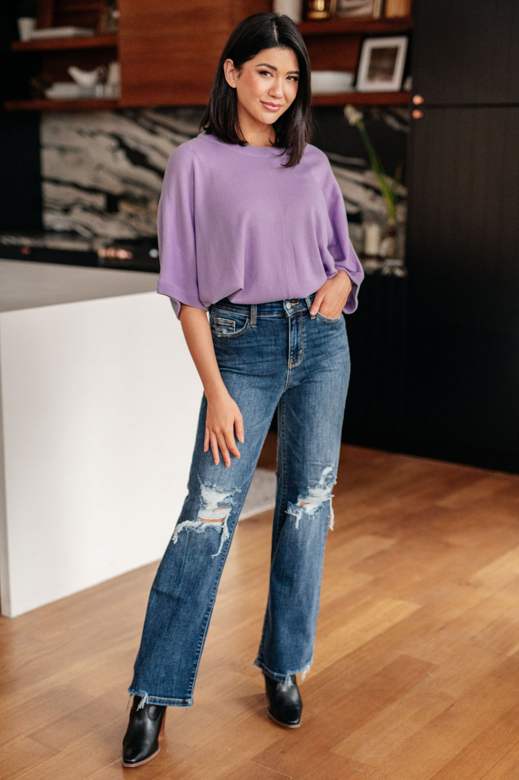 Judy Blue High Rise 90's Straight Jeans- Dark Wash