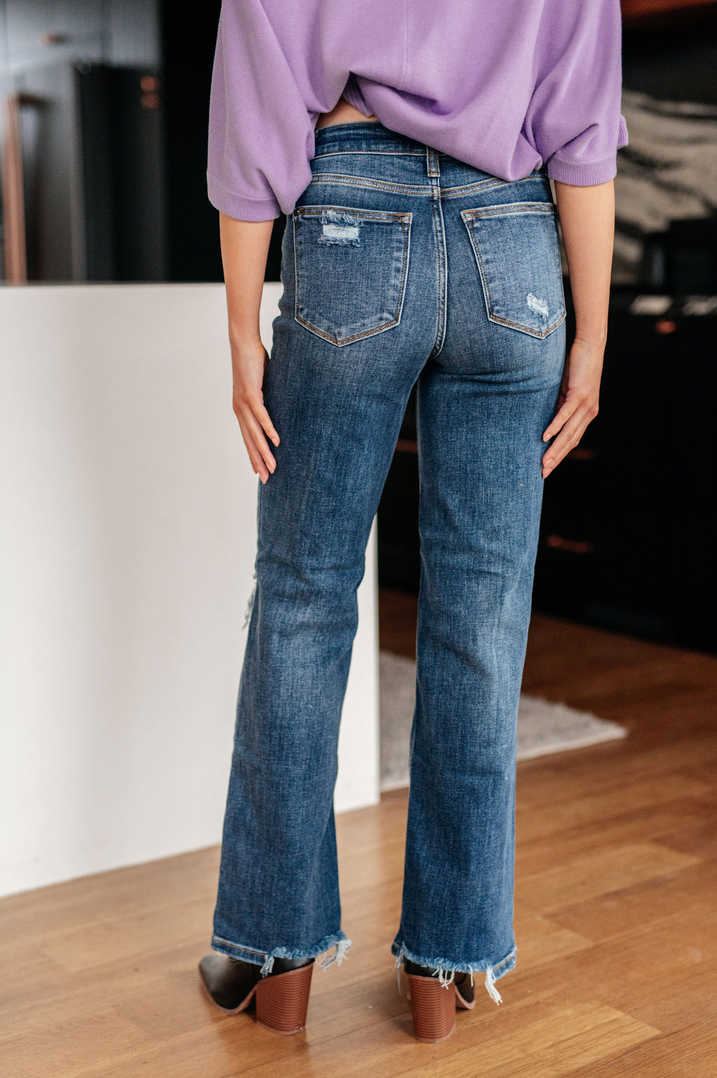 Judy Blue High Rise 90's Straight Jeans- Dark Wash