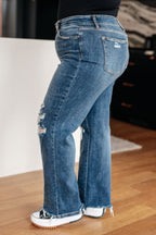 Judy Blue High Rise 90's Straight Jeans- Dark Wash