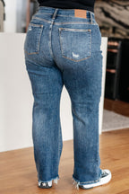 Judy Blue High Rise 90's Straight Jeans- Dark Wash