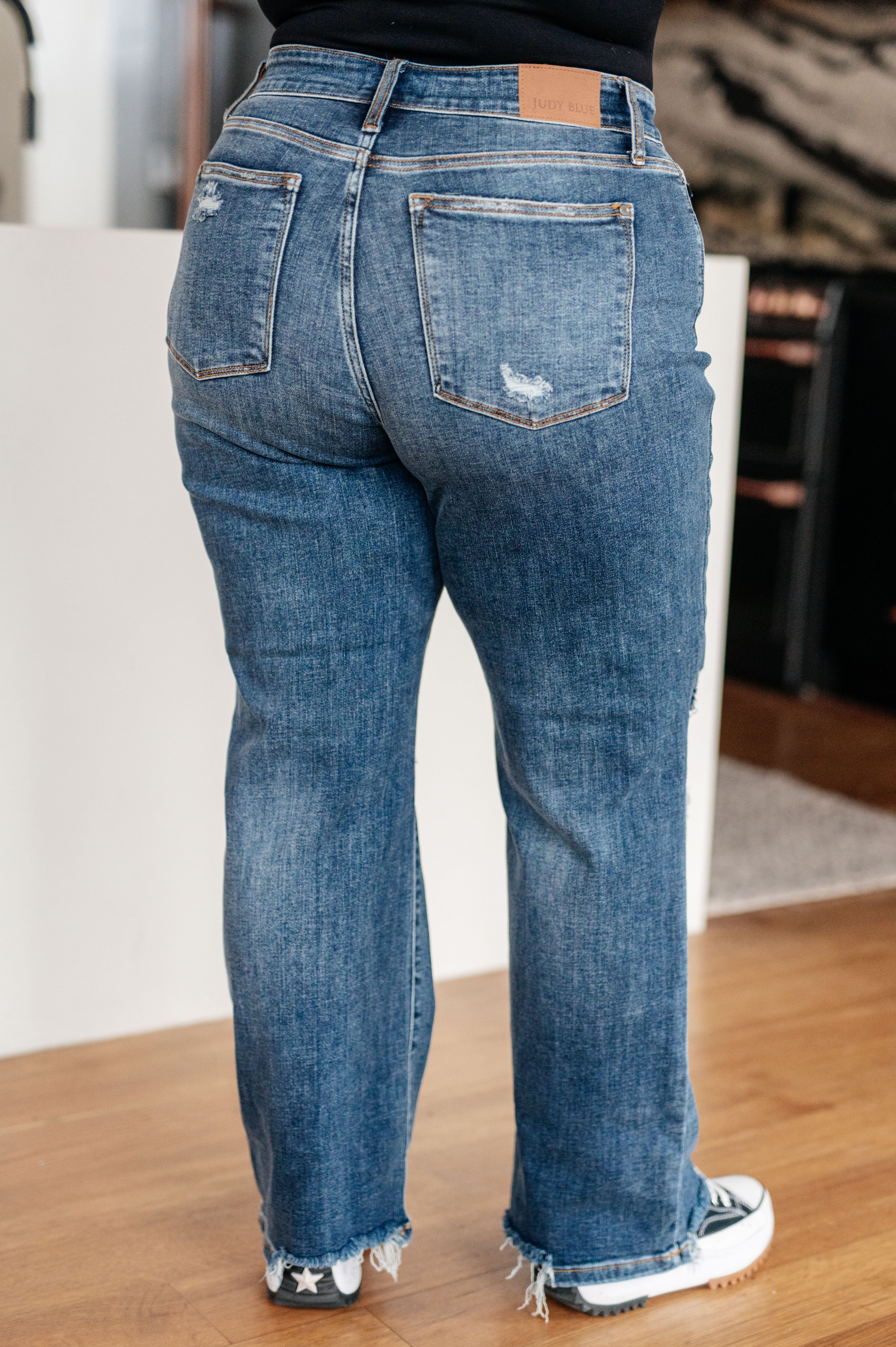 Judy Blue High Rise 90's Straight Jeans- Dark Wash