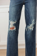 Judy Blue High Rise 90's Straight Jeans- Dark Wash
