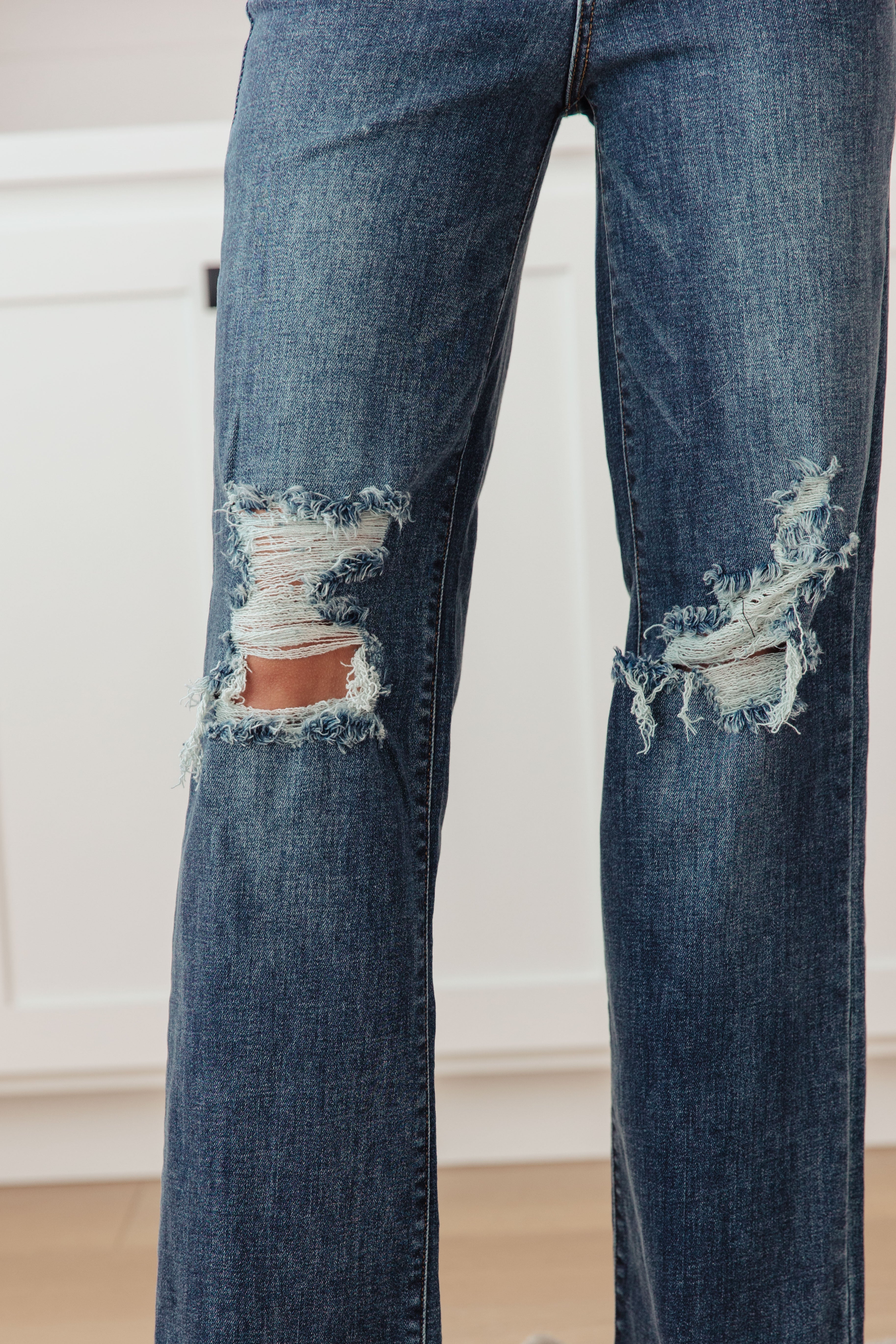 Judy Blue High Rise 90's Straight Jeans- Dark Wash