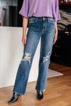 Judy Blue High Rise 90's Straight Jeans- Dark Wash