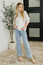 The Sweet Ruffle Affair High Neck Blouse- Blue