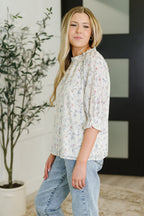 The Sweet Ruffle Affair High Neck Blouse- Blue