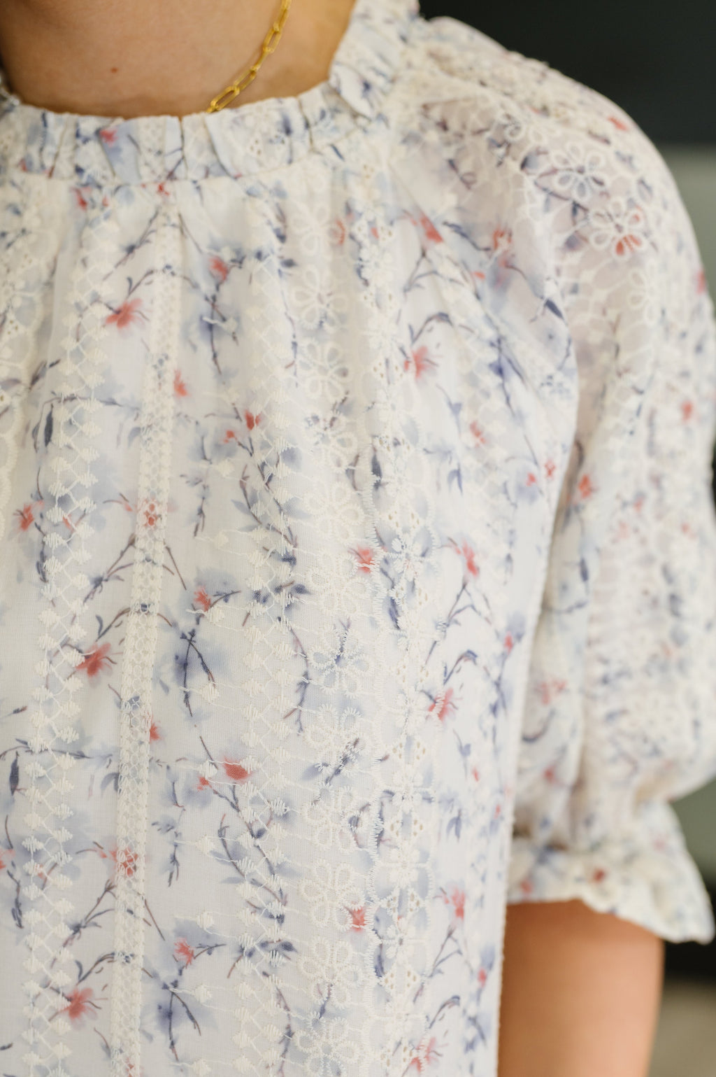 The Sweet Ruffle Affair High Neck Blouse- Blue