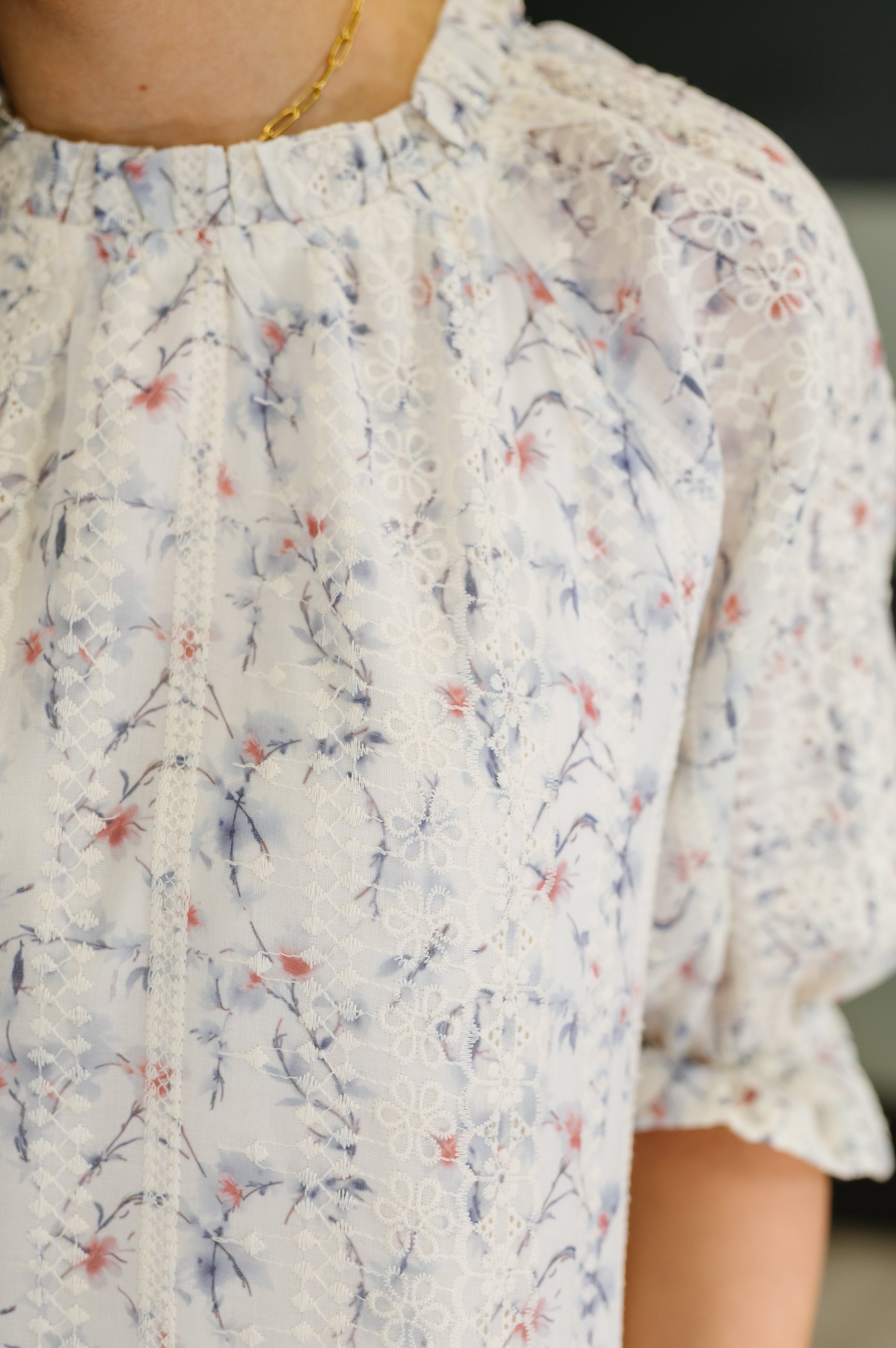 The Sweet Ruffle Affair High Neck Blouse- Blue